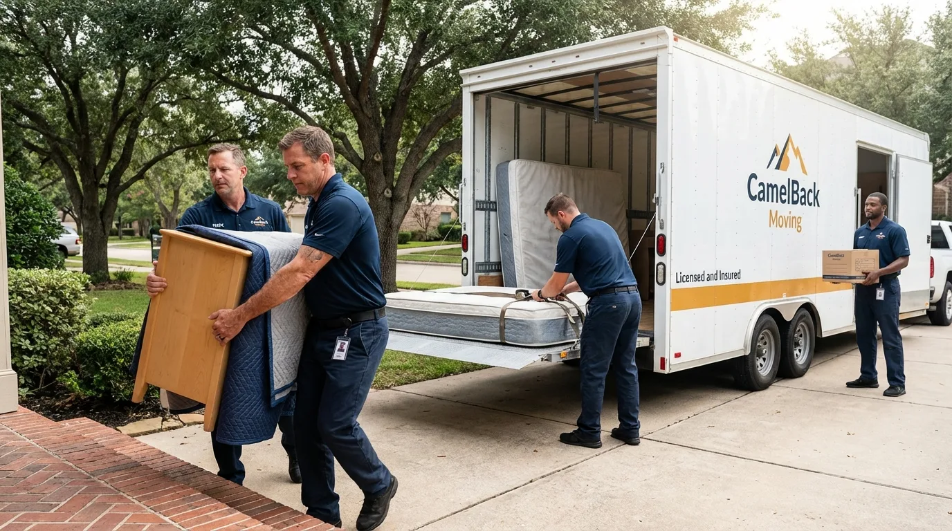 Crew loading residential truck for cross-state move from Quitman, MS